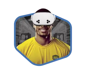Trainee wearing a VR headset