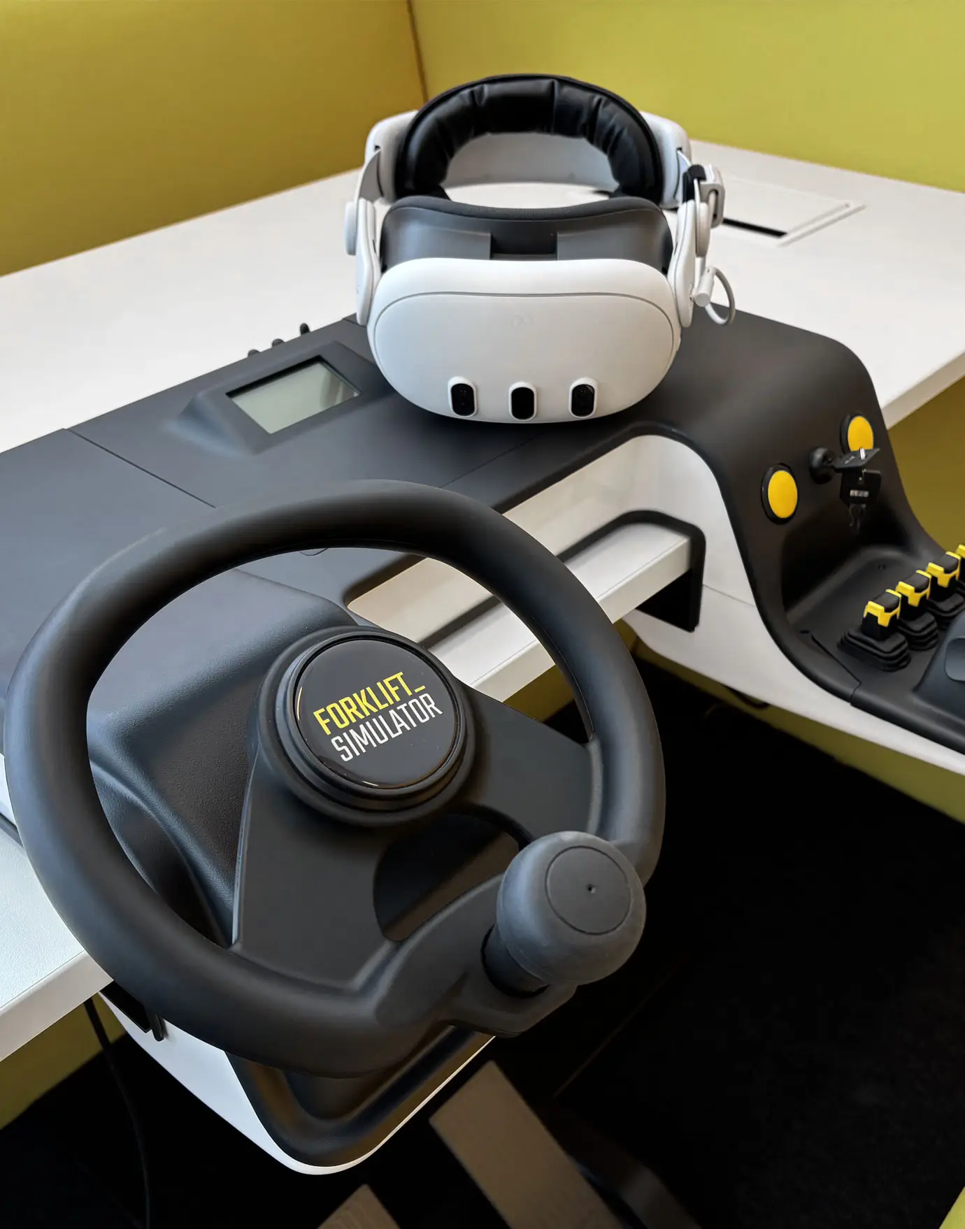 Desktop Sit-Down simulator with steering wheel and OEM controls
