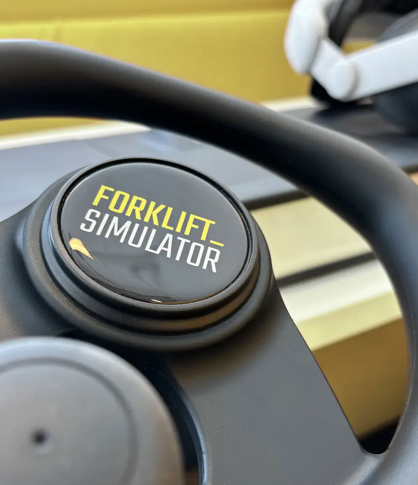 Simulator steering wheel close-up